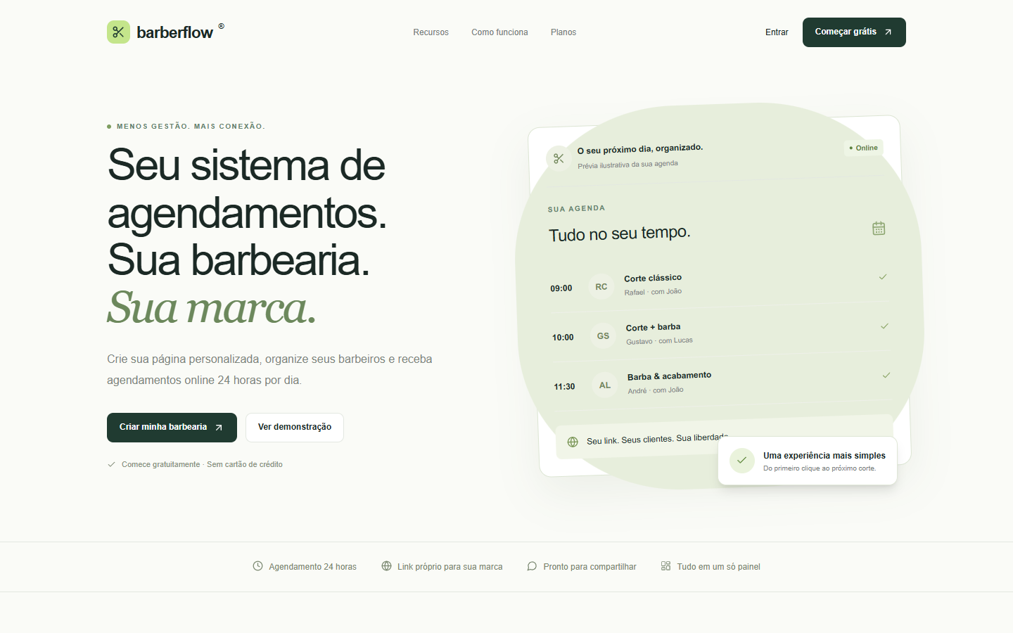 Prévia do site Barberflow
