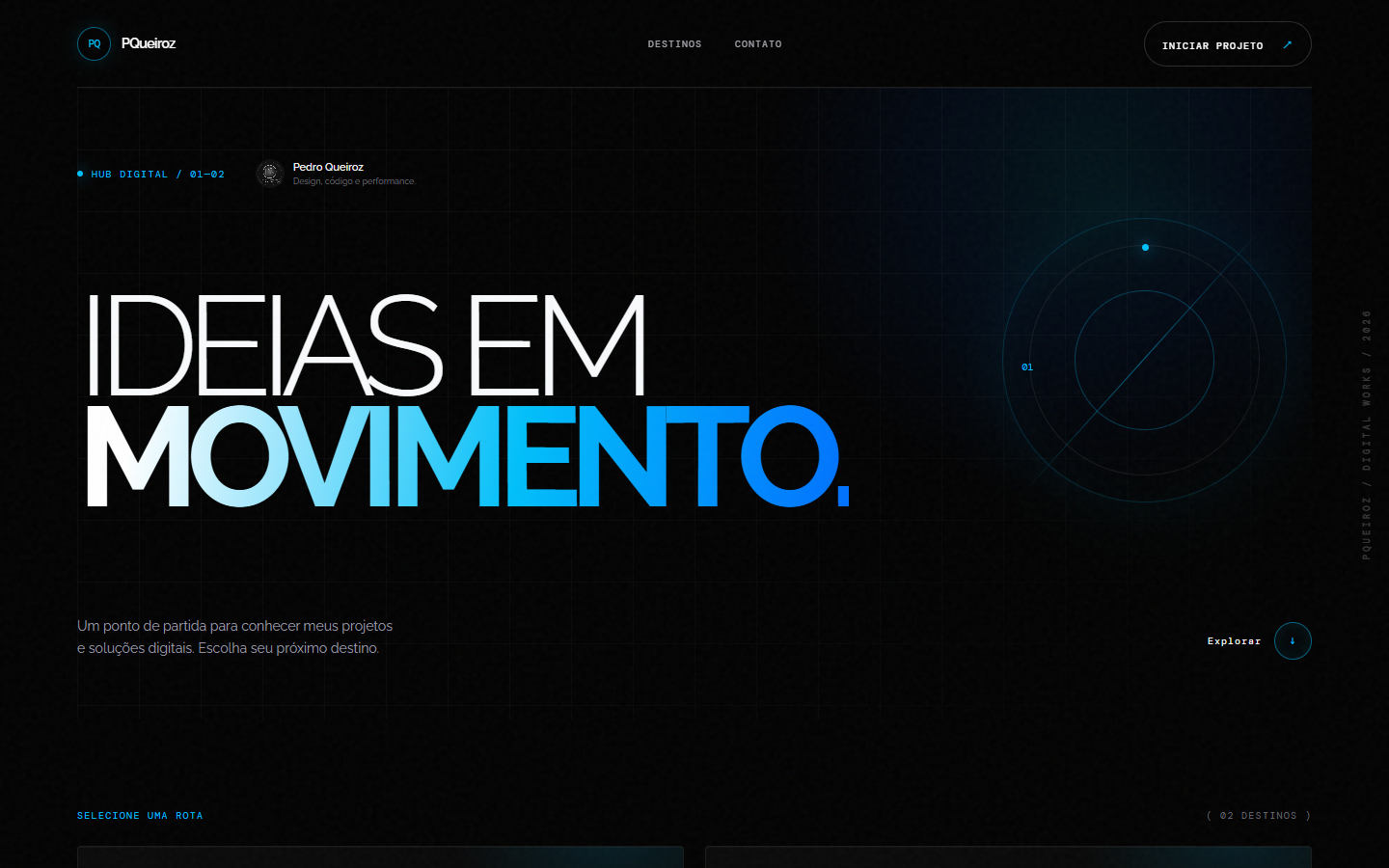 Prévia do site PQueiroz Hub